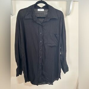 NEW Carly Jean Los Angeles Black Button-Up Lightweight Shirt